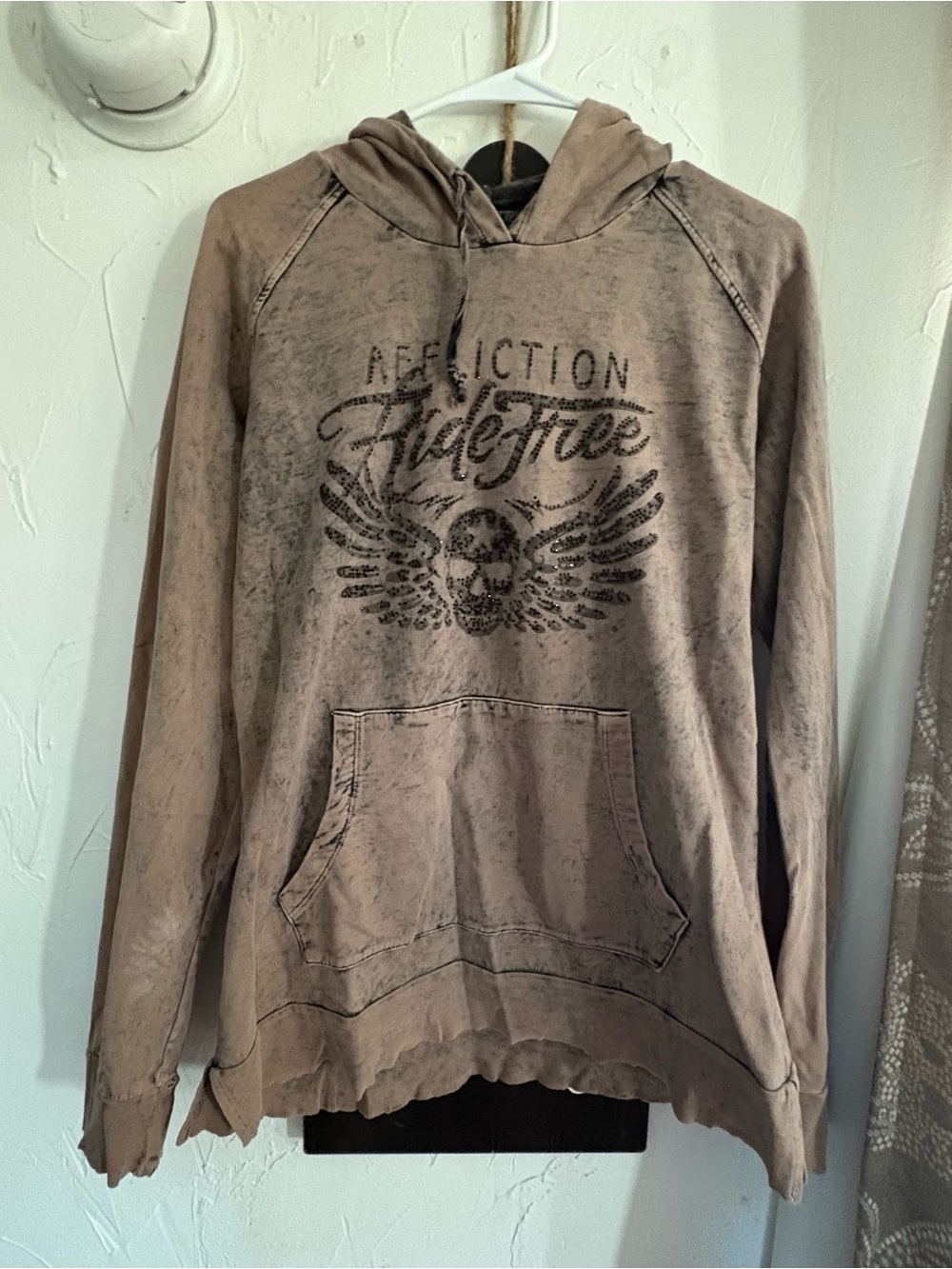 Affliction Ride Free Distressed Hoodie - Brown Taupe